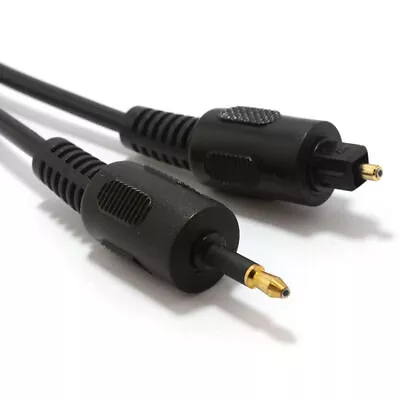 2m Black Fibre Optic Audio Cable TOSlink Plug To OPTICAL 3.5mm Jack Digital • £3.97