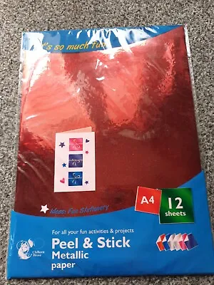 A4 12 Pack Metallic Mixed Colours Peel And Stick Craft Paper  • £1.99