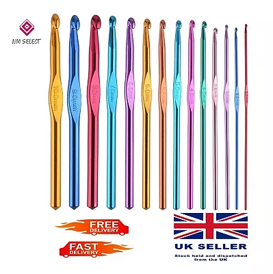 £2.15 • Buy Crochet Hook Multicoloured Metal Craft Knitting Yarn Needles 15cm | 2mm To 10mm