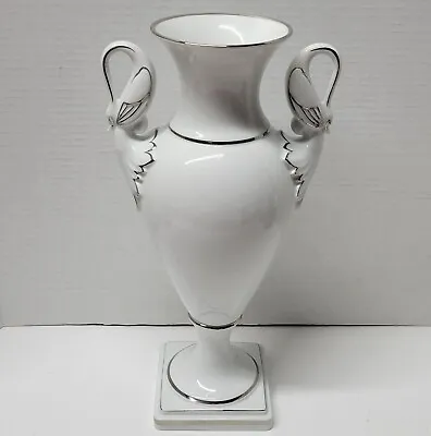 Vintage Alboth & Kaiser Alka Kunst Porcelain Vase Urn Swan Handles Platinum Trim • $139