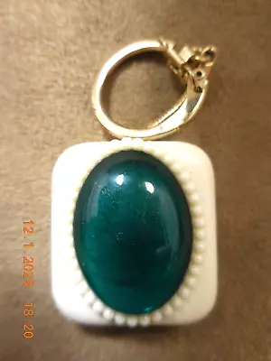 Vintage Fuji Music Box Keychain Emerald Green Jewel  Raindrops...  (see Video) • $20