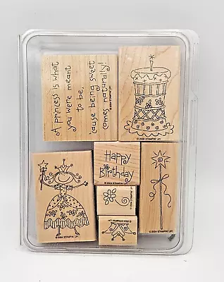 Stampin Up! PRETTY PRINCESS Set Of 7 Wood Mount Rubber Stamps 2004 Uninked • $10.39