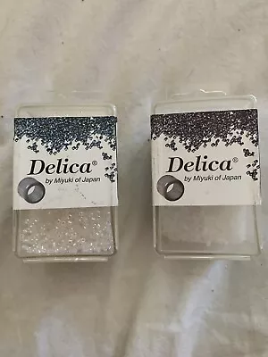 Lot Of 2 Delica By Miyuki Of Japan 11 Seed Beads White And Crystal 50 Gram Each • $8.50