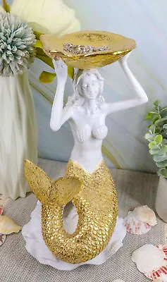 Ebros Art Nouveau Mermaid Holding Sea Shell Candle Or Jewelry Holder Figurine • $28.99