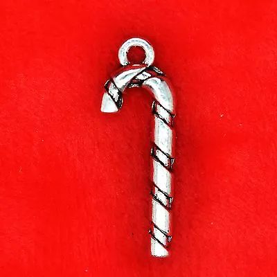 10 X Tibetan Silver XMAS Christmas Candy Cane Charm Pendant Finding Bead Making • £2.49