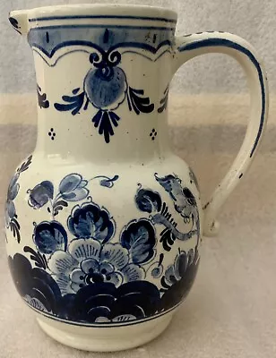 Vintage Delft Blue Dutch Pottery Jug Signed & Numbered 1002 Hand Painted 6” • $15