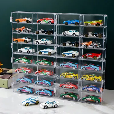 STACKABLE Acrylic Display Box For Mini Car Model Toy Dustproof Case Cabinet Rack • $16.89