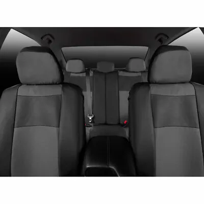 $37.99 • Buy BDK Two-Tone Full Set PU Leather Front & Rear Car Seat Covers - Black & Gray