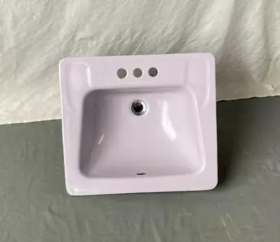 Vtg Mid Century 20x18 Cast Iron Lavender Lilac Drop In Sink Old Lavatory 422-23E • $395