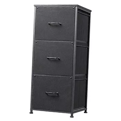  3 Drawer File Cabinet Fabric Storage Cabinet For Home Office Vertical Black • $41.76