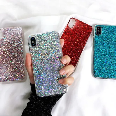 Bling Glitter Rubber Soft Case Cover For Samsung S23 S22 S21 Note 20 A22 A52 A32 • $8.13