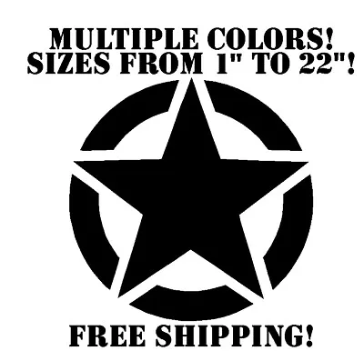 Army Star Vinyl Decal Sticker US Military Hood Graphic Body Black Out 1  To 22   • $33.23