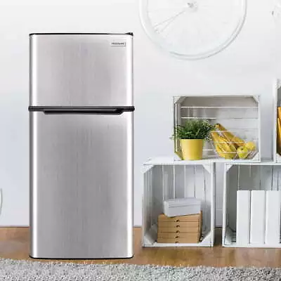 4.5 Cu Ft Mini Fridge With Freezer Compact 2 Door Stainless Refrigerator NEW • $273.47