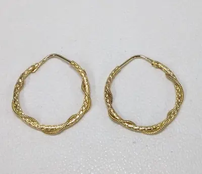 Genuine 9ct Yellow Gold Hoop Earrings Medium Size Hallmarked Gold • £99