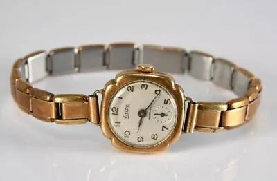 14k Gold Case EXITA Ladies Wrist Watch With Gold Plated Band Vintage • $222.72