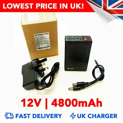 Power Bank 12V 4800mAh DC Rechargeable Li-ion Battery Pack (4000mAh 5000mAh) • £27.99