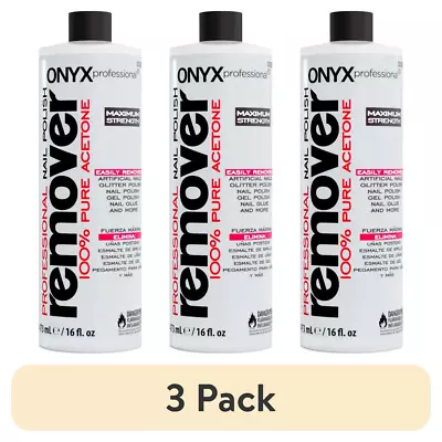 (Pack Of 3 ) Onyx Professional 100% Pure Acetone Nail Polish Remover 16 Fl Oz • $13.99