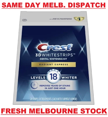 $78.95 • Buy Crest 3D Whitestrips RADIANT EXPRESS 1HR LEVEL 18 Teeth Whitening Kit 28 Strips
