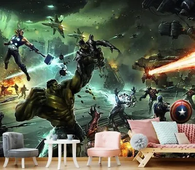 Wall Mural Avengers Captain Hulk Iron Man Marvel Photo Wallpaper Kids Room • $144