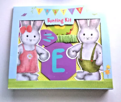 £4.95 • Buy MYO EASTER BUNTING KIT Kid Activity GREY RABBITS Butterflies GREEN RAFFIA Flower
