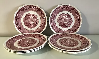 Mason's Pink Vista Dinner Plates  X 8 - 10.5 /26.5cms  - Ironstone. • £40