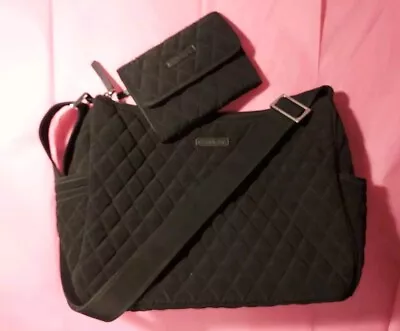 Vera Bradley Black Quilted Handbag Purse And Matching Wallet Combo • $26