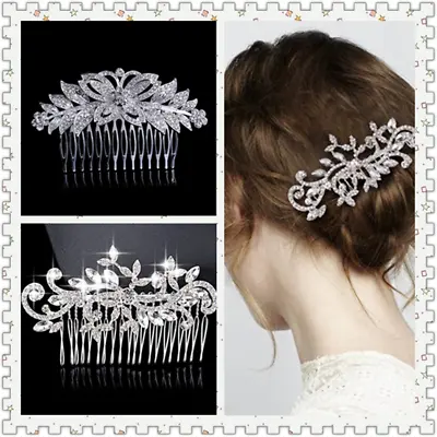 Bridal Flower Diamante Pearl Hair Comb Pins Clips Rhinestone  Hair Accessories • £4.49