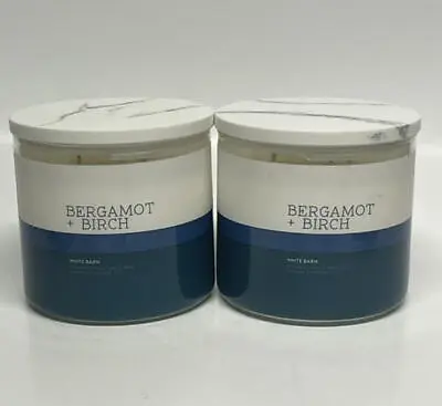 $50.66 • Buy X2 Bath & Body Works Bergamot & Birch 3-Wick Candles With Marble Lid