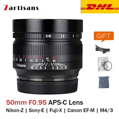 $180 • Buy 7artisans 50mm F0.95 APS-C Large Aperture Lens For Canon Nikon Sony Fujifilm M43