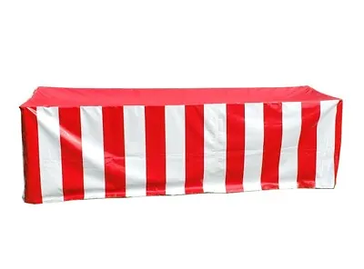 Fitted Vinyl Tablecloth 96x30 Red White Rectangular Banquet Display Table Cover • $109.99