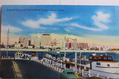 Texas TX Corpus Christi Seawall Steps Yacht Basin Postcard Old Vintage Card View • $0.50