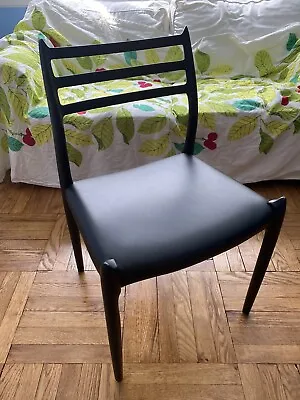 Moller Model 78 Side Chair Beautiful Rare Ebony Frame Black Leather Mint Cond • $550