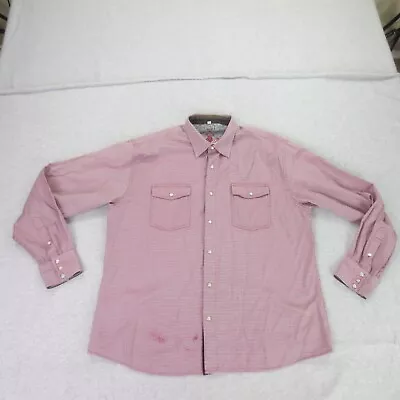 Scully Shirt Mens XL Red Pink Long Sleeve Pearl Snap Western Rockabilly Cowboy * • $29.84