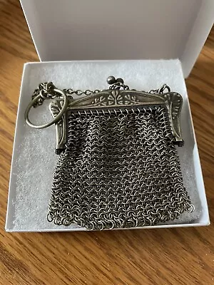 Antique French White Metal Mesh Finger Purse • $35