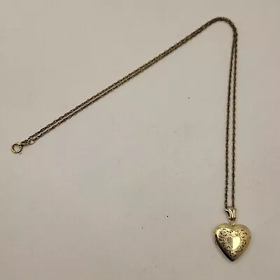 Vintage ~ Marvel 14k Gold Filled Floral Heart Photo Locket Necklace ~ 17  GF... • $29.99