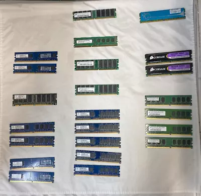 Lot Of 23 Nanya Micron Corsair G. Skill Assorted RAM Memory Sticks See Desc • $24.99