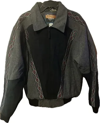 Cripple Creek Mens Aztec Print 90s Vintage Grey Black Zip Jacket Sz M • $42.49