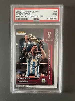 Lionel Messi Panini Instant World Cup 2022 King Of Qatar Gets His Crown PSA 9📈 • £65