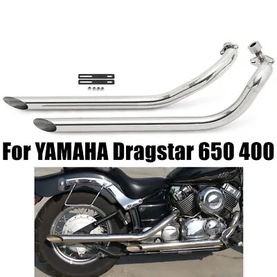 For YAMAHA Shortshot Staggered Muffler Exhaust Pipes V Star Dragstar XVS400/650 • $205.80