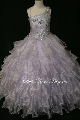 NEW* Little Rosie Girls Glitz Long Pageant Dress LR2017 Lilac 10 $550 Ruffles! • $337.50