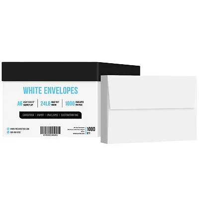 A6 Envelopes 4 3/4 X 6 1/2 24lb (90gsm) White Gummed Square Flap 1000 Qty • $123.19