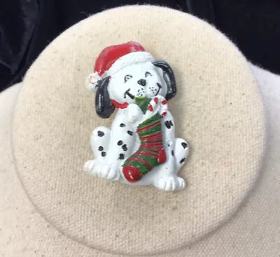 Vintage Christmas Holiday Costume Resin Dalmation Dog Pin II29 • $5.99