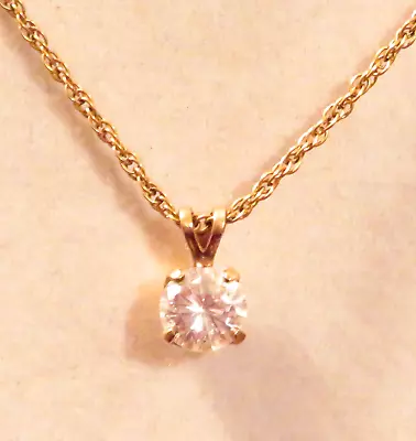 Vintage CZ Solitaire Necklace 14K Gold Filled PPO • $24.99