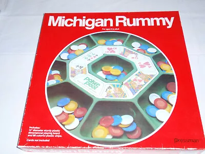 Vintage 1980 Pressman Michigan Rummy Poker Card Game Tray & Chips • $9.99