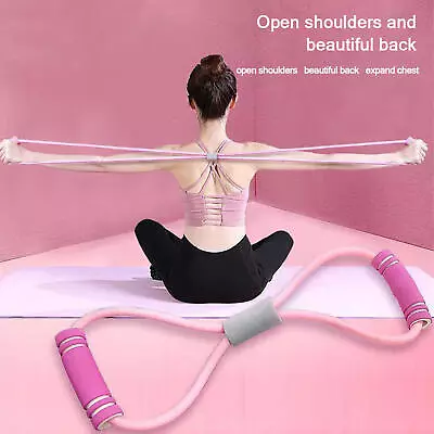 Yoga With Figure Band Bands Exercise Resistance Handles 8 Exercise Fitness Hot • $12.64