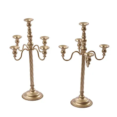 2 Pcs Gold Candelabra Candle Holder Centerpieces For Tables 5 Head Tall Candles  • $44