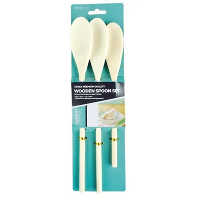$6.45 • Buy 3 X Kitchen Wooden Spoons Mixed Size Cooking Party Event Wedding Function Long