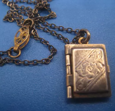 Vintage LOCKET Child's Size 14  Book Style For Mini Photos Charm Brass/Sterling • $24.77