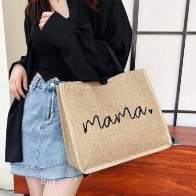 Linen Handbag Large Capacity Tote Bag Mother Gifts Shoulder Bag  Women • $14.49