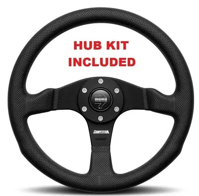 Genuine Momo Competition 350mm Steering Wheel And Hub Kit Fits Ford Escort MK5 • $456.88